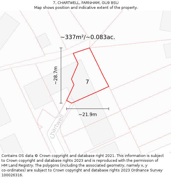 7, CHARTWELL, FARNHAM, GU9 8SU: Plot and title map