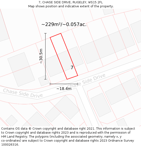 7, CHASE SIDE DRIVE, RUGELEY, WS15 2FL: Plot and title map