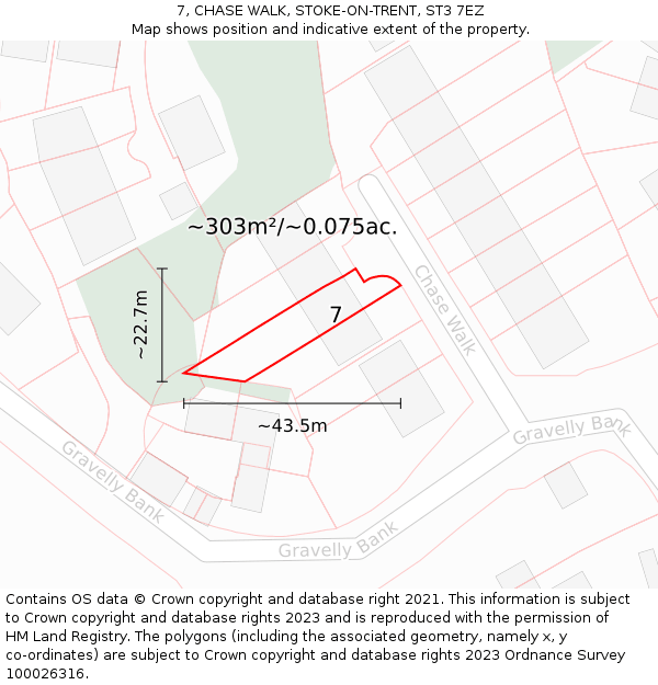 7, CHASE WALK, STOKE-ON-TRENT, ST3 7EZ: Plot and title map