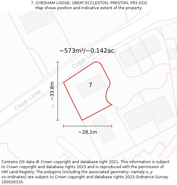 7, CHESHAM LODGE, GREAT ECCLESTON, PRESTON, PR3 0ZG: Plot and title map