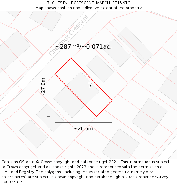 7, CHESTNUT CRESCENT, MARCH, PE15 9TG: Plot and title map