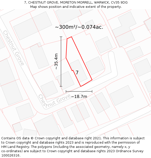 7, CHESTNUT GROVE, MORETON MORRELL, WARWICK, CV35 9DG: Plot and title map