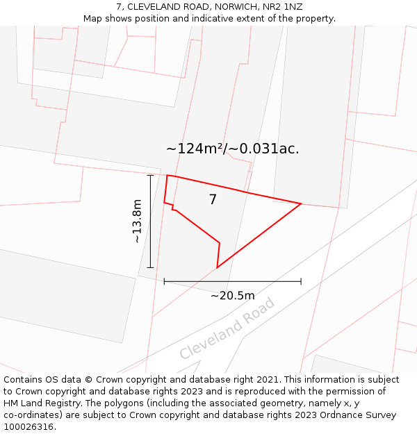 7, CLEVELAND ROAD, NORWICH, NR2 1NZ: Plot and title map