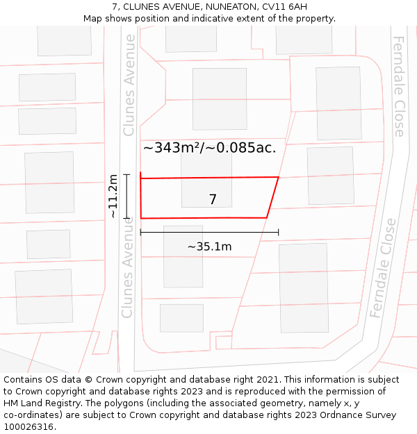 7, CLUNES AVENUE, NUNEATON, CV11 6AH: Plot and title map