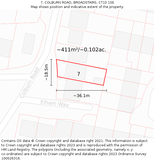 7, COLBURN ROAD, BROADSTAIRS, CT10 1SE: Plot and title map