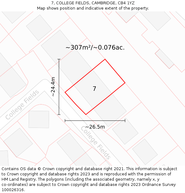 7, COLLEGE FIELDS, CAMBRIDGE, CB4 1YZ: Plot and title map