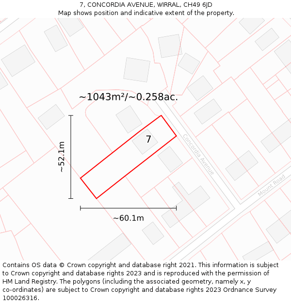 7, CONCORDIA AVENUE, WIRRAL, CH49 6JD: Plot and title map