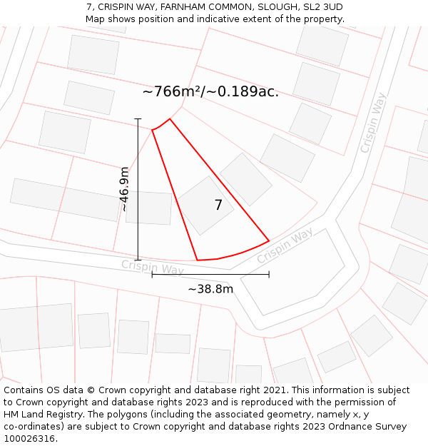 7, CRISPIN WAY, FARNHAM COMMON, SLOUGH, SL2 3UD: Plot and title map