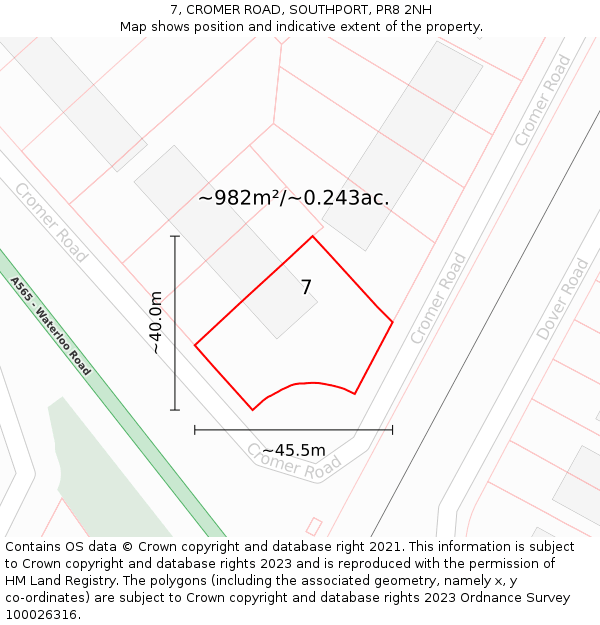 7, CROMER ROAD, SOUTHPORT, PR8 2NH: Plot and title map