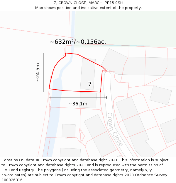 7, CROWN CLOSE, MARCH, PE15 9SH: Plot and title map