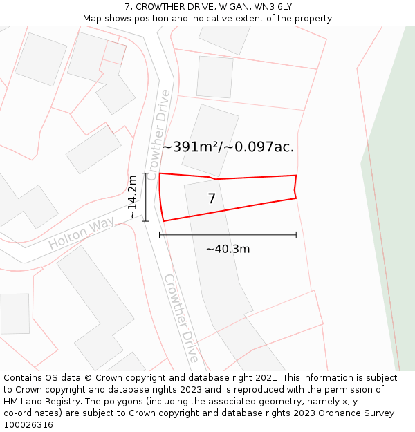 7, CROWTHER DRIVE, WIGAN, WN3 6LY: Plot and title map