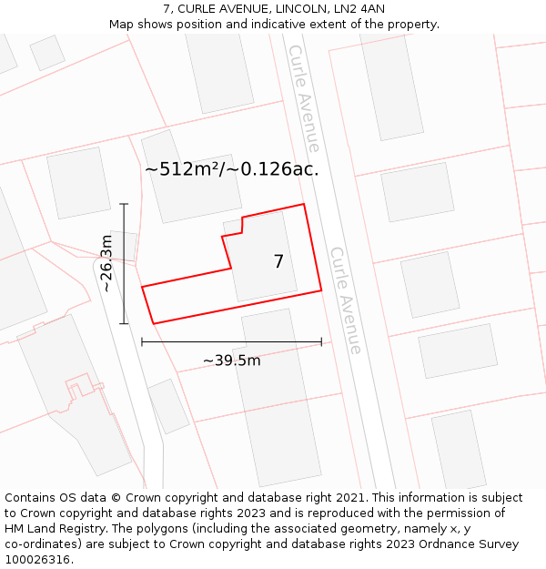 7, CURLE AVENUE, LINCOLN, LN2 4AN: Plot and title map