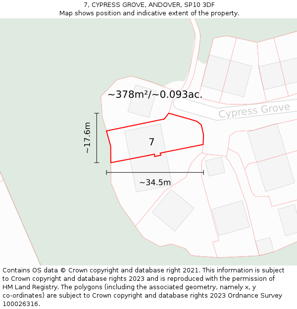 7, CYPRESS GROVE, ANDOVER, SP10 3DF: Plot and title map