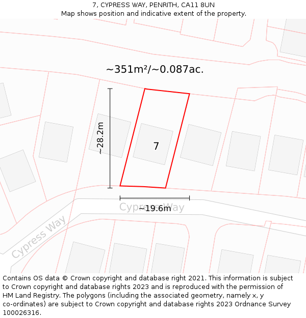 7, CYPRESS WAY, PENRITH, CA11 8UN: Plot and title map