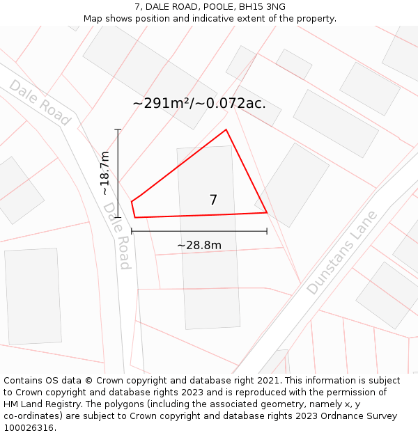 7, DALE ROAD, POOLE, BH15 3NG: Plot and title map