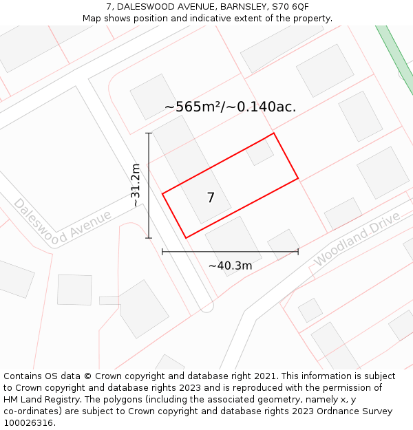 7, DALESWOOD AVENUE, BARNSLEY, S70 6QF: Plot and title map