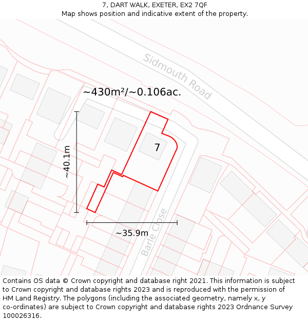 7, DART WALK, EXETER, EX2 7QF: Plot and title map