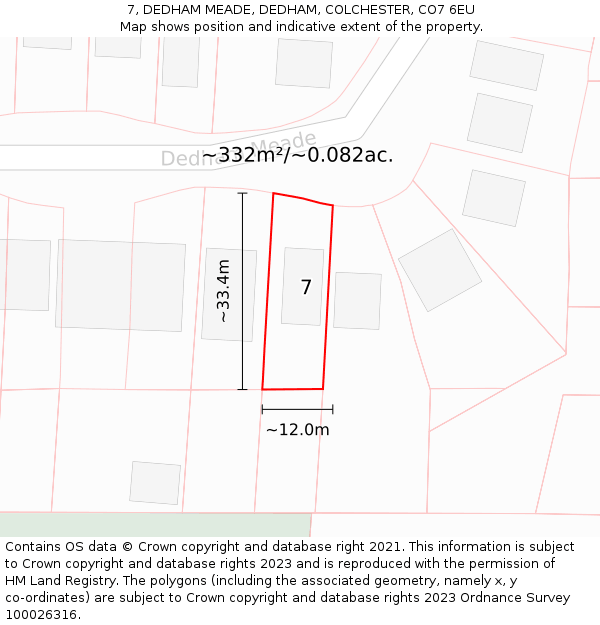 7, DEDHAM MEADE, DEDHAM, COLCHESTER, CO7 6EU: Plot and title map