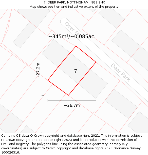 7, DEER PARK, NOTTINGHAM, NG8 2NX: Plot and title map