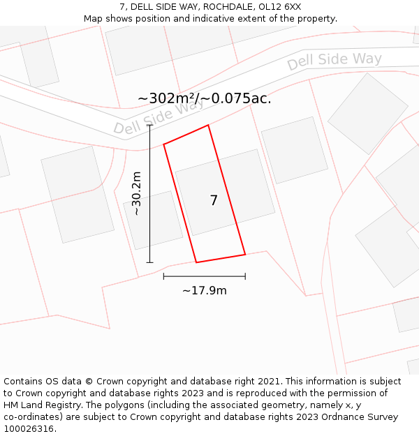 7, DELL SIDE WAY, ROCHDALE, OL12 6XX: Plot and title map