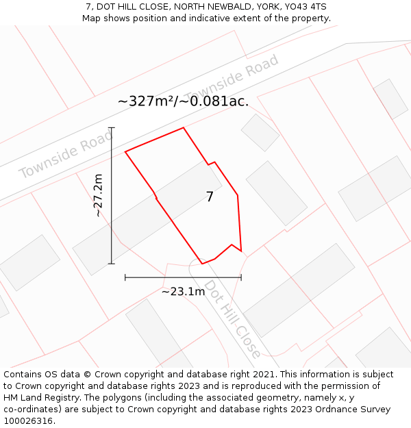 7, DOT HILL CLOSE, NORTH NEWBALD, YORK, YO43 4TS: Plot and title map