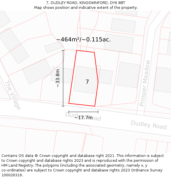 7, DUDLEY ROAD, KINGSWINFORD, DY6 8BT: Plot and title map