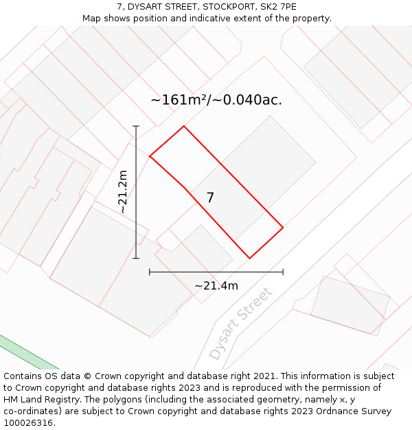 7, DYSART STREET, STOCKPORT, SK2 7PE: Plot and title map