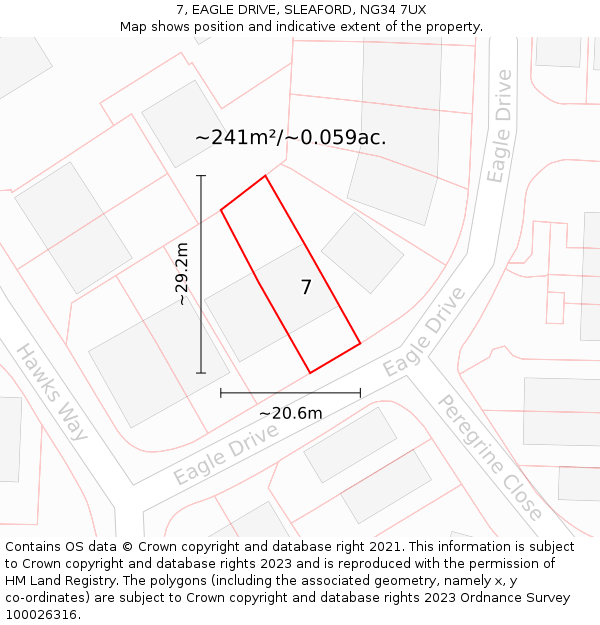 7, EAGLE DRIVE, SLEAFORD, NG34 7UX: Plot and title map