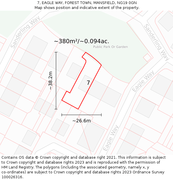 7, EAGLE WAY, FOREST TOWN, MANSFIELD, NG19 0GN: Plot and title map