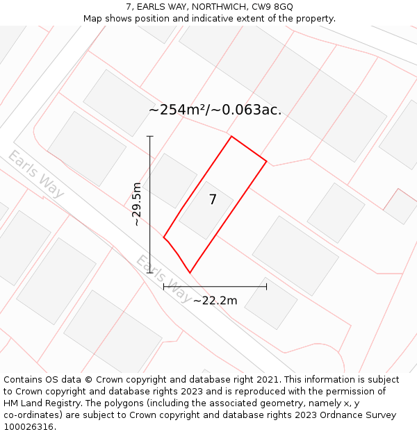 7, EARLS WAY, NORTHWICH, CW9 8GQ: Plot and title map