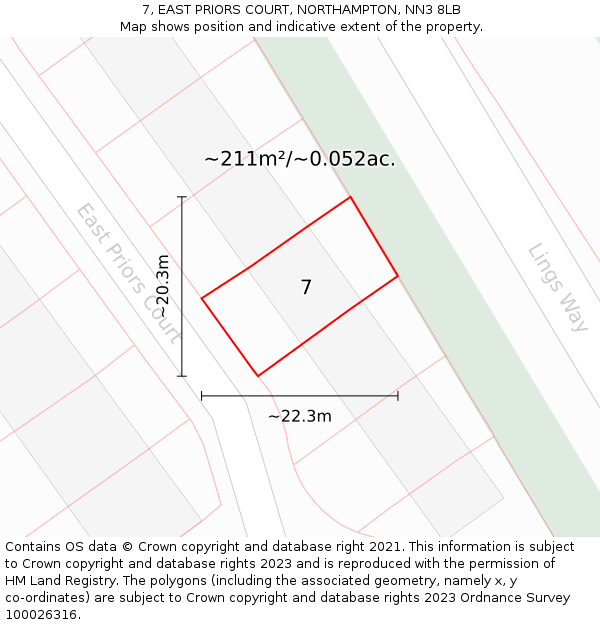 7, EAST PRIORS COURT, NORTHAMPTON, NN3 8LB: Plot and title map
