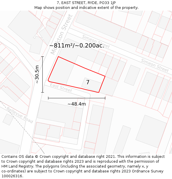 7, EAST STREET, RYDE, PO33 1JP: Plot and title map
