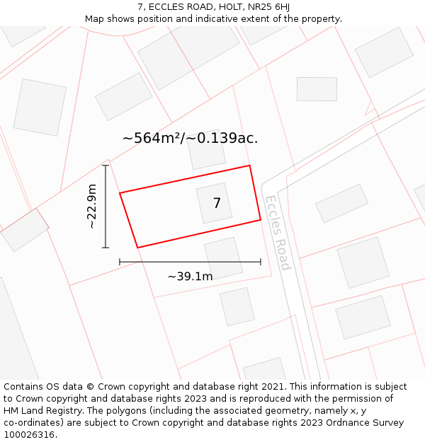 7, ECCLES ROAD, HOLT, NR25 6HJ: Plot and title map