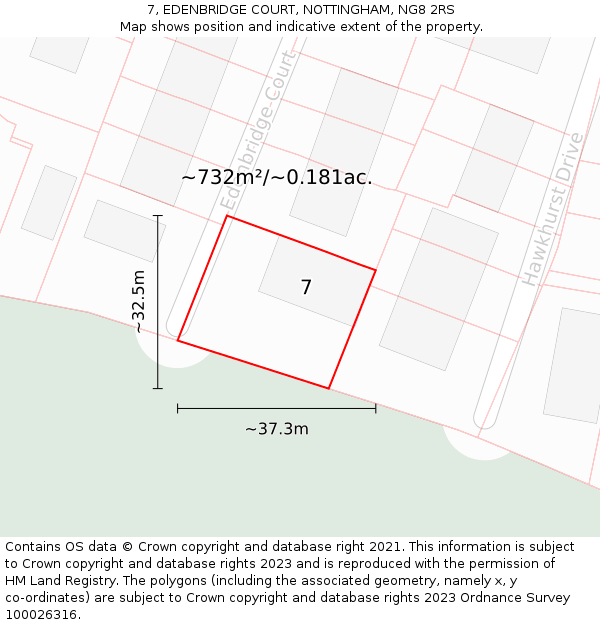 7, EDENBRIDGE COURT, NOTTINGHAM, NG8 2RS: Plot and title map