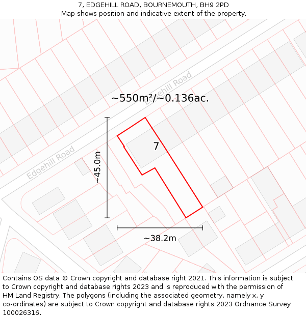 7, EDGEHILL ROAD, BOURNEMOUTH, BH9 2PD: Plot and title map