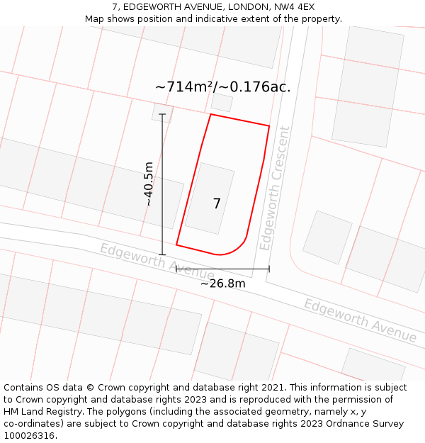 7, EDGEWORTH AVENUE, LONDON, NW4 4EX: Plot and title map