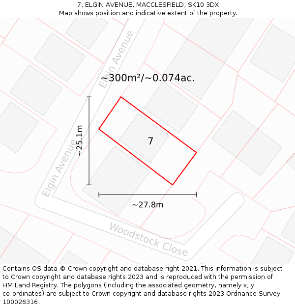 7, ELGIN AVENUE, MACCLESFIELD, SK10 3DX: Plot and title map