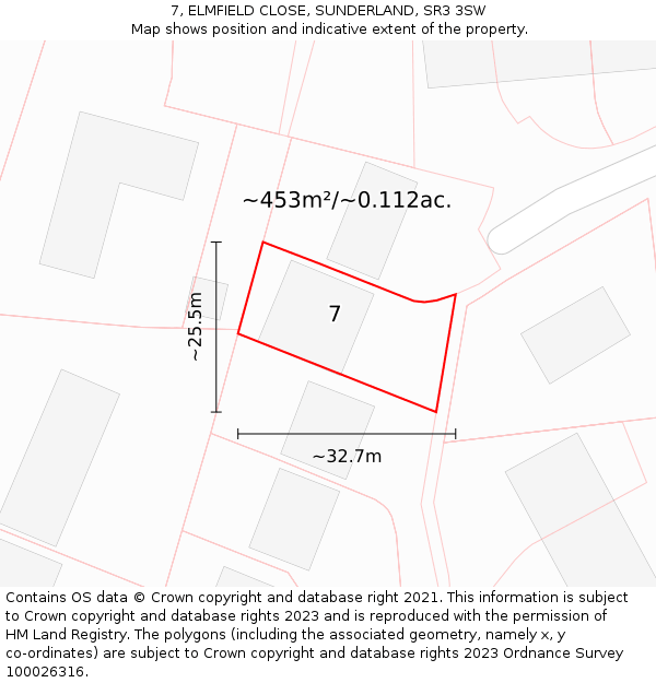 7, ELMFIELD CLOSE, SUNDERLAND, SR3 3SW: Plot and title map