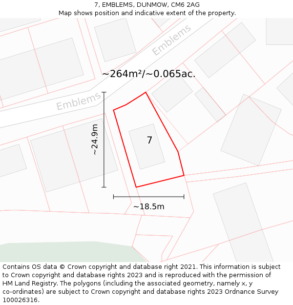 7, EMBLEMS, DUNMOW, CM6 2AG: Plot and title map