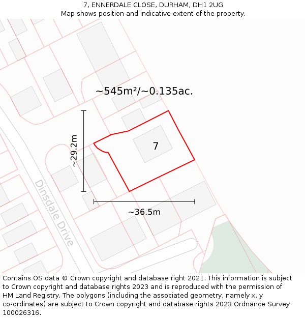 7, ENNERDALE CLOSE, DURHAM, DH1 2UG: Plot and title map