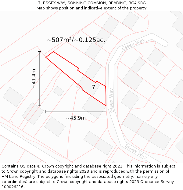 7, ESSEX WAY, SONNING COMMON, READING, RG4 9RG: Plot and title map