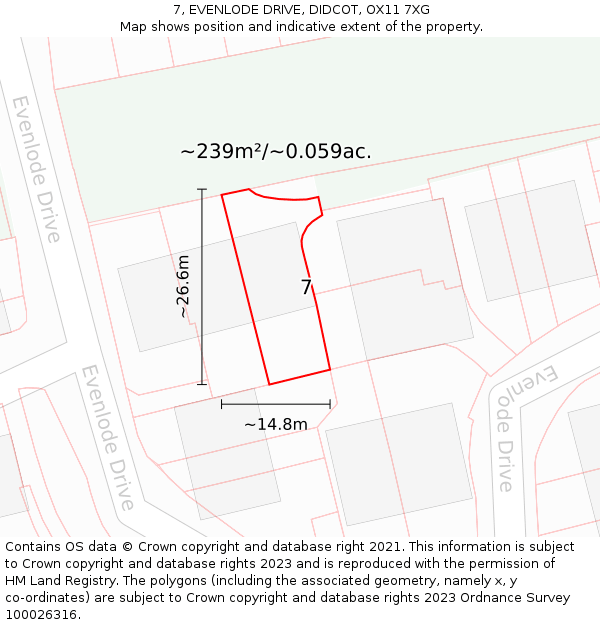 7, EVENLODE DRIVE, DIDCOT, OX11 7XG: Plot and title map