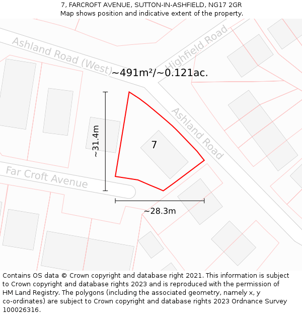 7, FARCROFT AVENUE, SUTTON-IN-ASHFIELD, NG17 2GR: Plot and title map