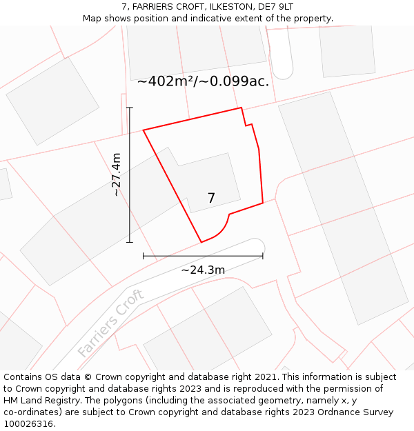 7, FARRIERS CROFT, ILKESTON, DE7 9LT: Plot and title map