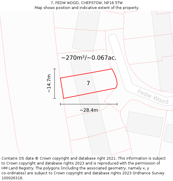 7, FEDW WOOD, CHEPSTOW, NP16 5TW: Plot and title map