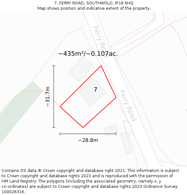 7, FERRY ROAD, SOUTHWOLD, IP18 6HQ: Plot and title map