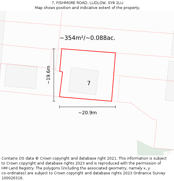 7, FISHMORE ROAD, LUDLOW, SY8 2LU: Plot and title map