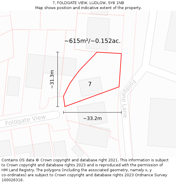 7, FOLDGATE VIEW, LUDLOW, SY8 1NB: Plot and title map