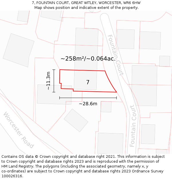 7, FOUNTAIN COURT, GREAT WITLEY, WORCESTER, WR6 6HW: Plot and title map