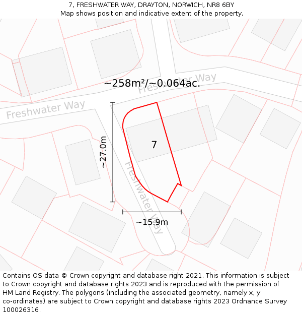 7, FRESHWATER WAY, DRAYTON, NORWICH, NR8 6BY: Plot and title map